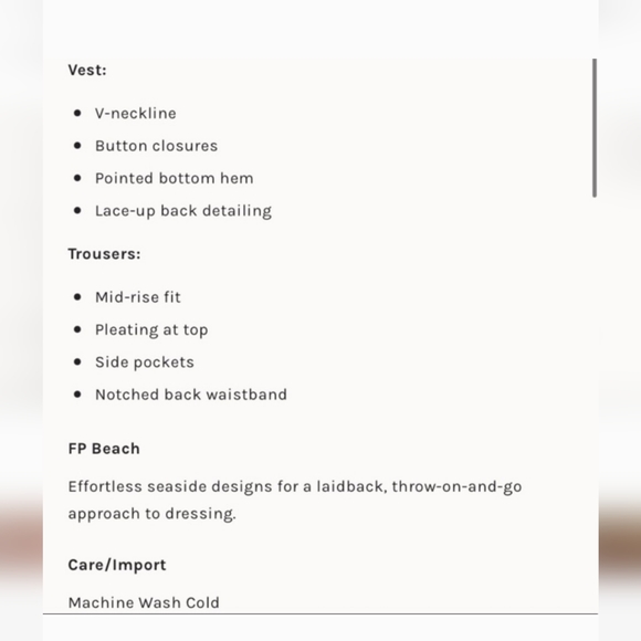 NWT Free People Roxanne Set Matching Crop Vest Top Wide Leg Pants Brown - Picture 6 of 8